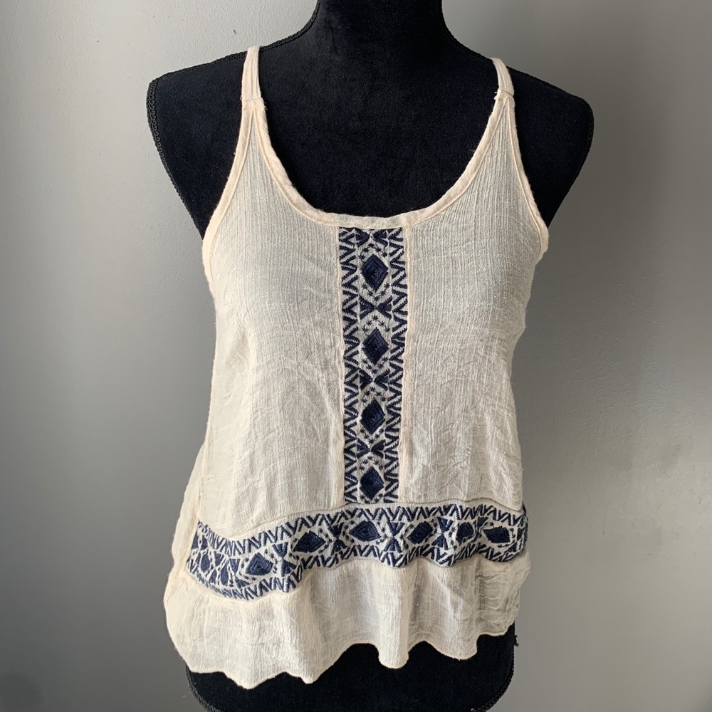 Cream & Navy Tank